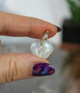 Zilveren regenboog maansteen druppel hanger-2