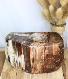 Versteend hout waxinelichthouder nr. 1-2