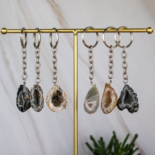 Agaat geode sleutelhanger