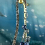 Boekenlegger sneeuwvlok obsidiaan en sodaliet met bedels nr. 1-2