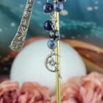 Boekenlegger sneeuwvlok obsidiaan en sodaliet met bedels nr. 1-4