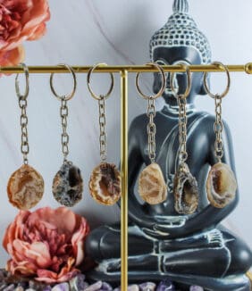 Agaat geode sleutelhanger