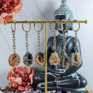 Agaat geode sleutelhanger